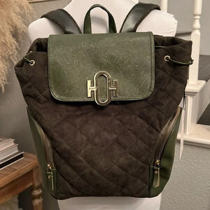 Green and Brown Quilted Backpack